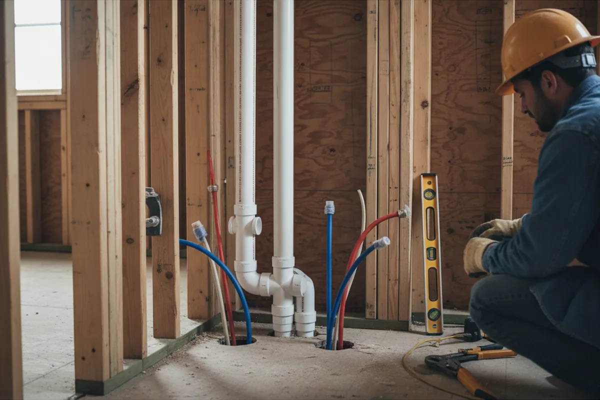 Drain and supply rough-in during Leak Detection in Longwood