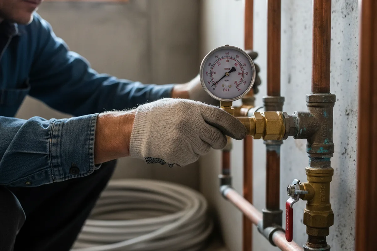 Pressure testing a repaired line during Water Line Repair in Longwood